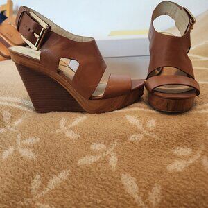 Michael Kors Leather and Wooden Wedge Heels